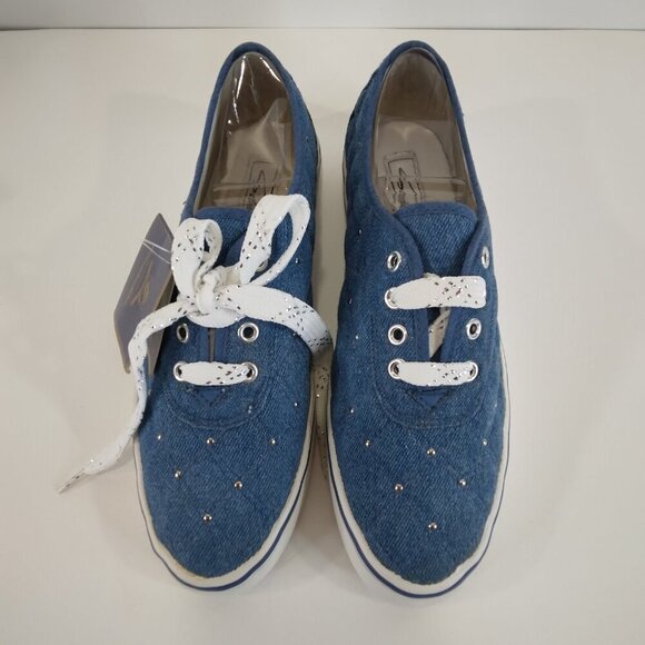 NWT Sebastino Quilted Studded Denim Blue Sneakers Size 7.5 - Picture 4 of 15